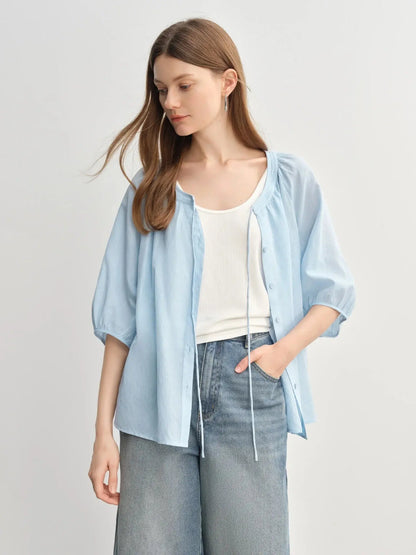 Flattering Half-Sleeve Summer Blouse LORAN STORE