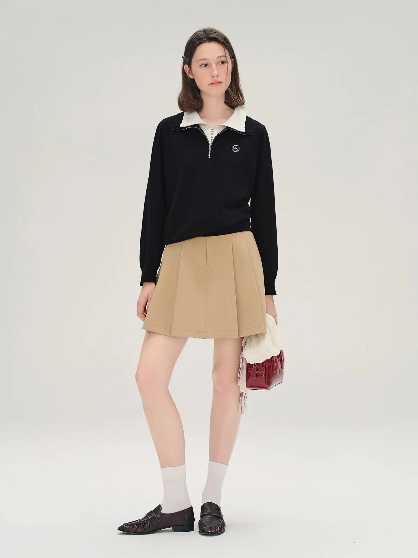 Plus Size Color-Block Faux-Layer Knit Top - Loran
