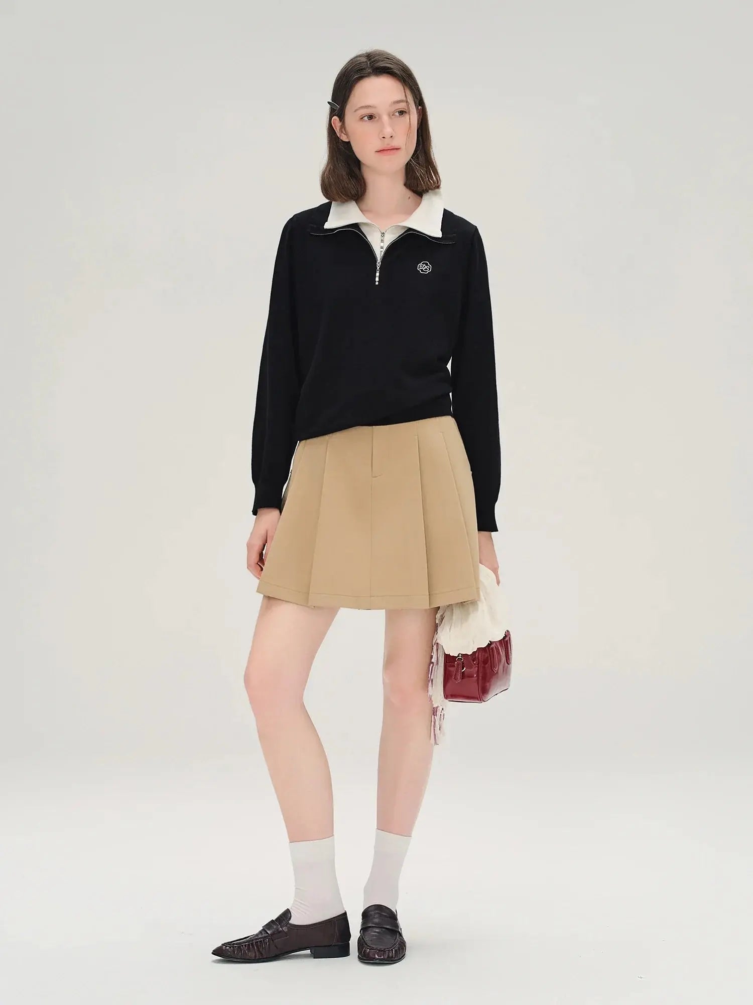 Plus Size Color-Block Faux-Layer Knit Top - Loran