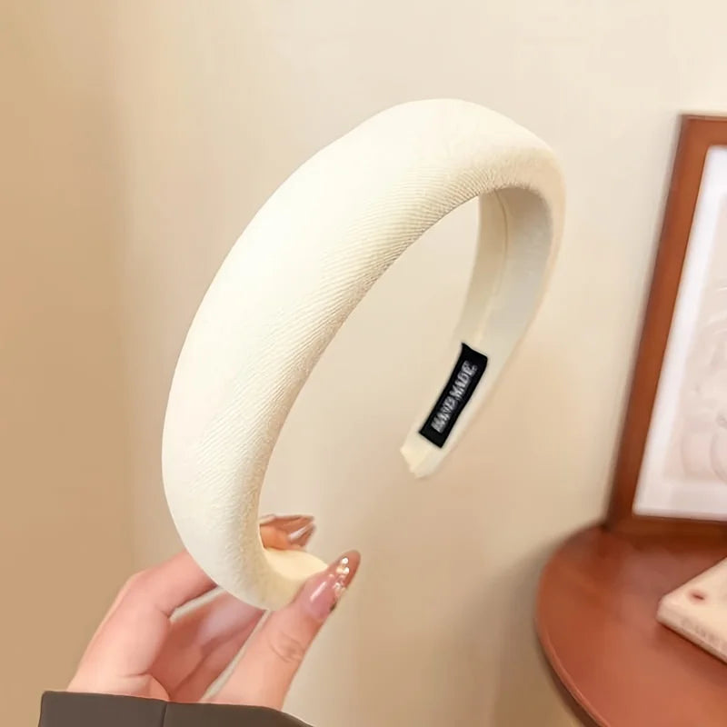 Solid Color Wide Sponge Headband for Women