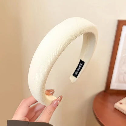 Solid Color Wide Sponge Headband for Women