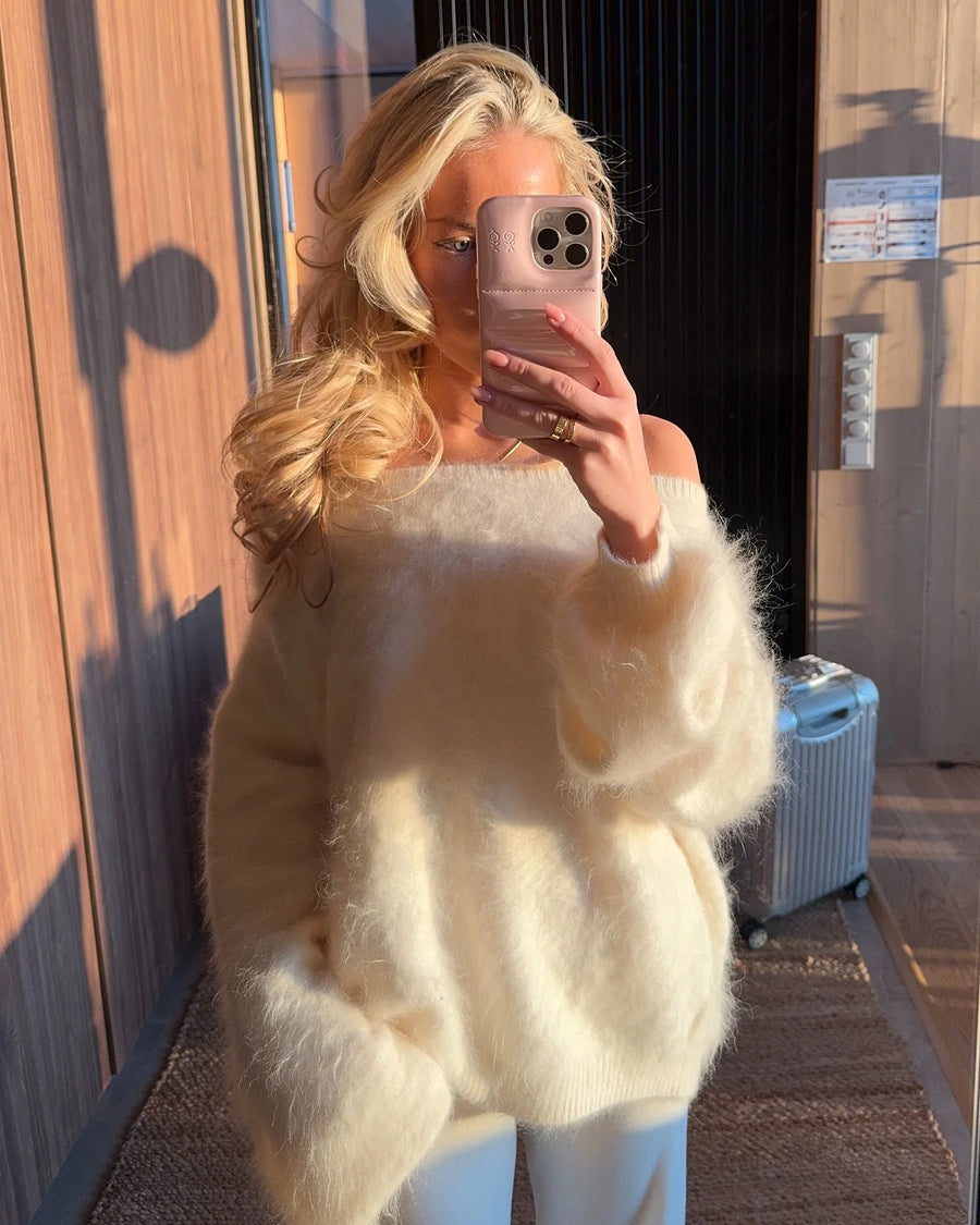 Loose Off Shoulder Long Sleeve Sweater for Women