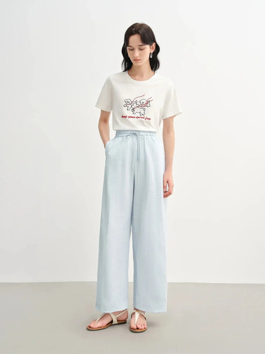 Comfy Wide-Leg Drawstring Pants - Loran