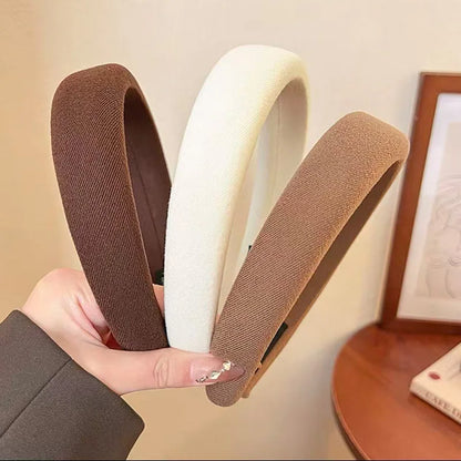 Solid Color Wide Sponge Headband for Women