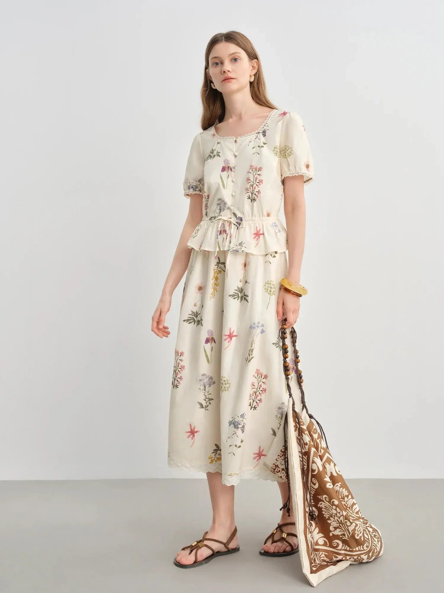 Fresh French-Inspired Ruffle Top & Skirt Set (Plus Size) - Loran