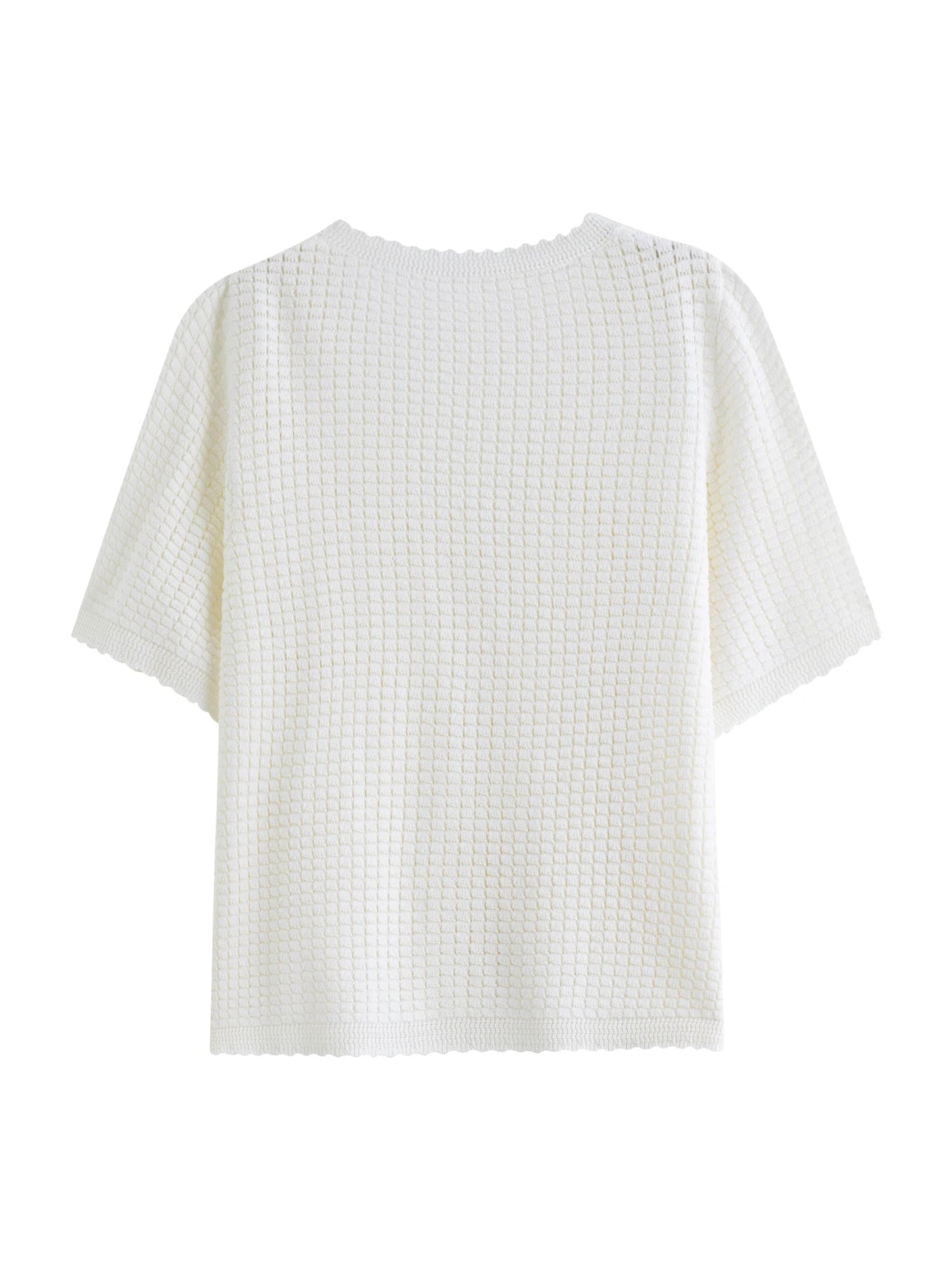 Textured Mesh Cardigan Relaxed Resort to Office Fit Loran