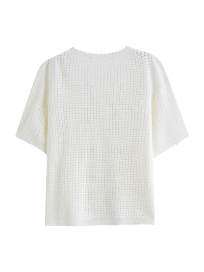 Textured Mesh Cardigan Relaxed Resort to Office Fit Loran