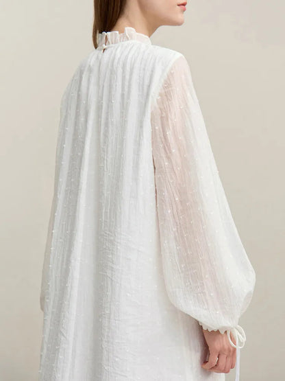 Spring Ruffled Embroidery Elegant Loose Fit Dress