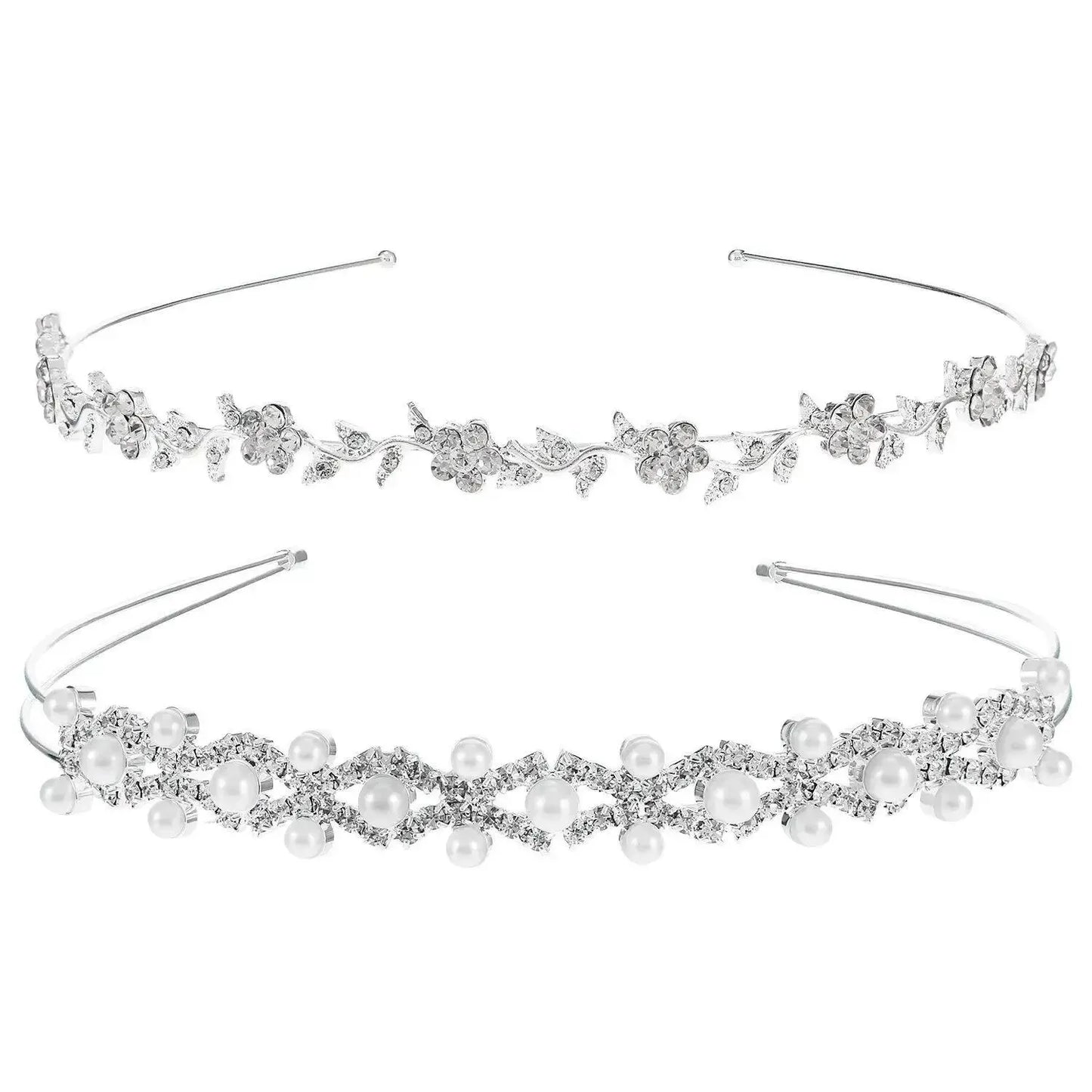 Rhinestone & Pearl Bridal Headband Set Wedding Hair