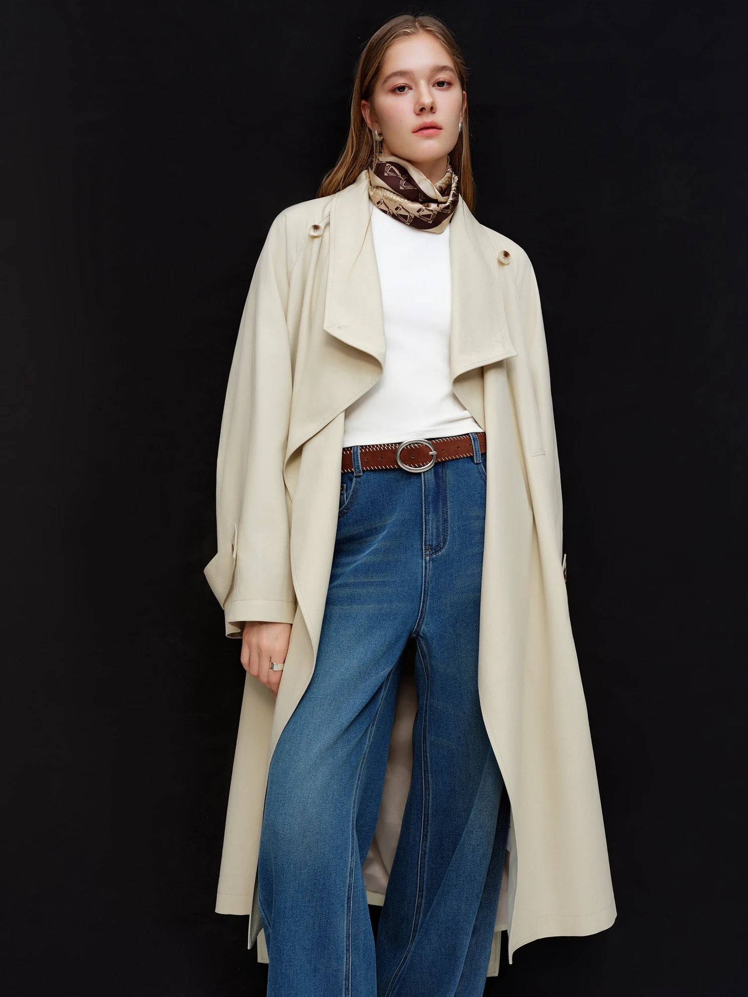 Women’s British Style Slim Fit Trench Coat Spring Outerwear Loran