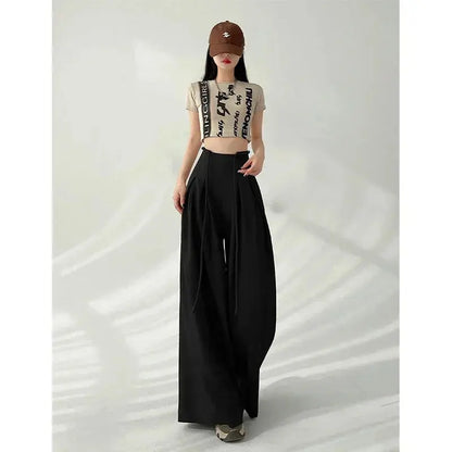 Lace-Up High-Waist Wide-Leg Trousers - Loran