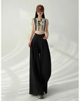 Lace-Up High-Waist Wide-Leg Trousers