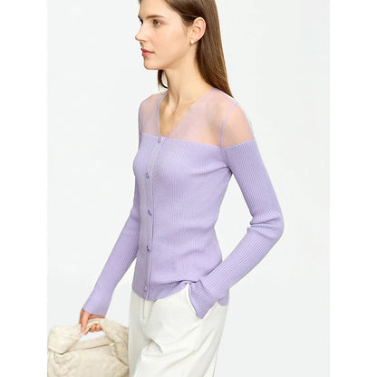 Women’s Slim Fit V-Neck Patchwork Sweater Loran