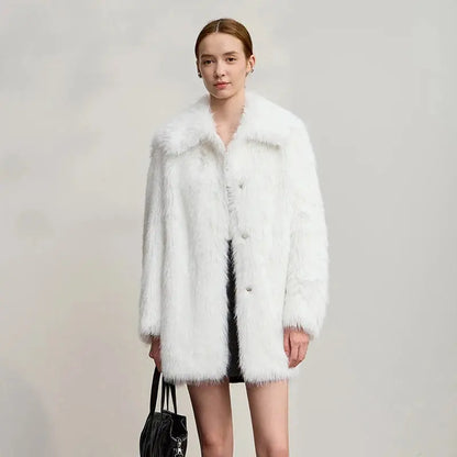 Women's Loose-Fit Turn-Down Collar Coat - Loran