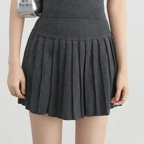 CHIC VEN Women Skirt Sets Solid Knitted Cardigan Short Sleeved Top Female Pleated Skirt Three Piece Optional Spring Autumn 2024 Loran