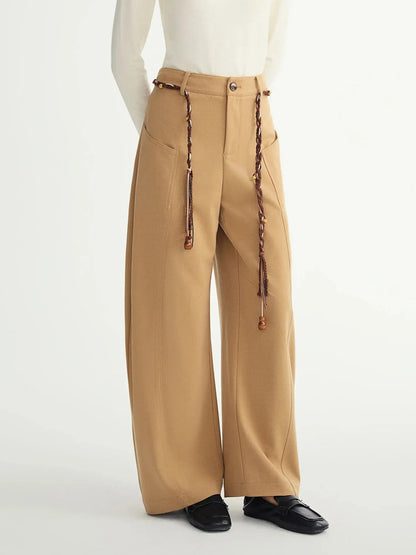 Curved Hem Wide-Leg Pants - Loran