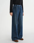 Plus-Size Belted Wide-Leg Denim Jeans