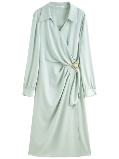 Plus Size Metal Detail Long Dress Spring Fashion Loran