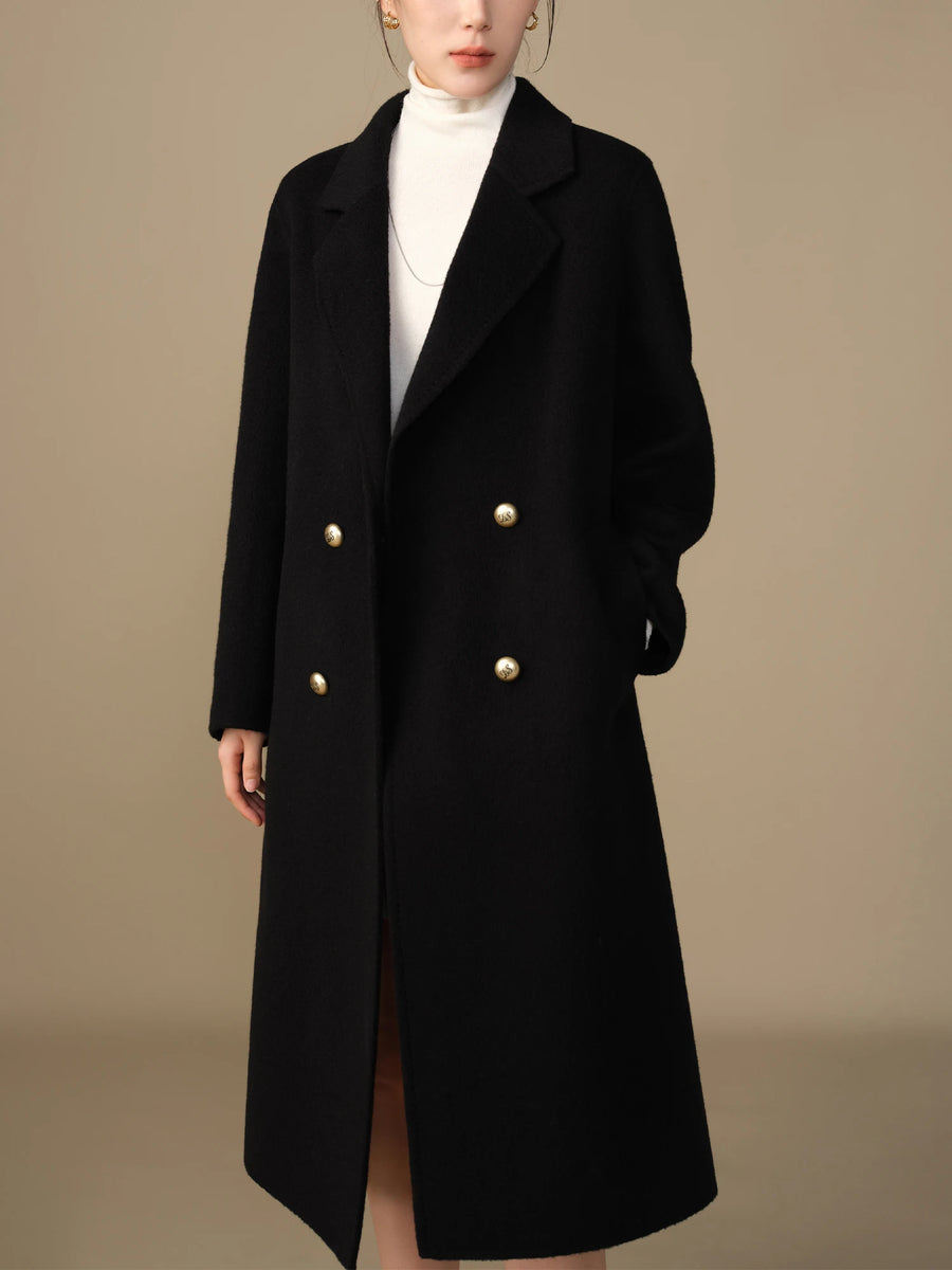 Luxury Casual Textured Woolen Coat with Fur Detail