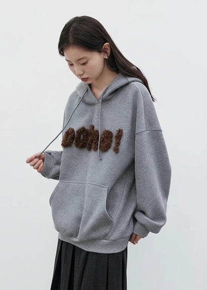 Plush Letter Hoodie Loose Autumn & Winter Sweatshirt Loran