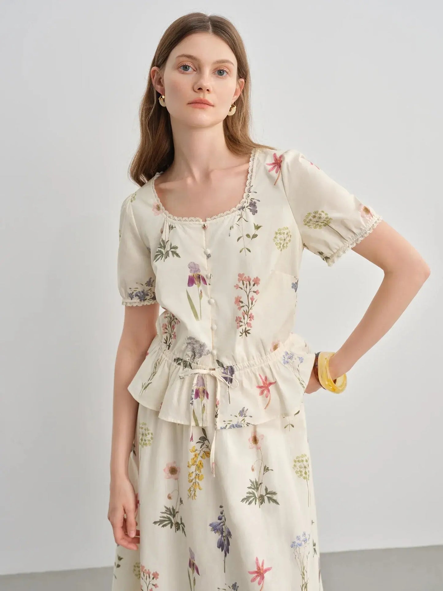 Fresh French-Inspired Ruffle Top & Skirt Set (Plus Size) - Loran