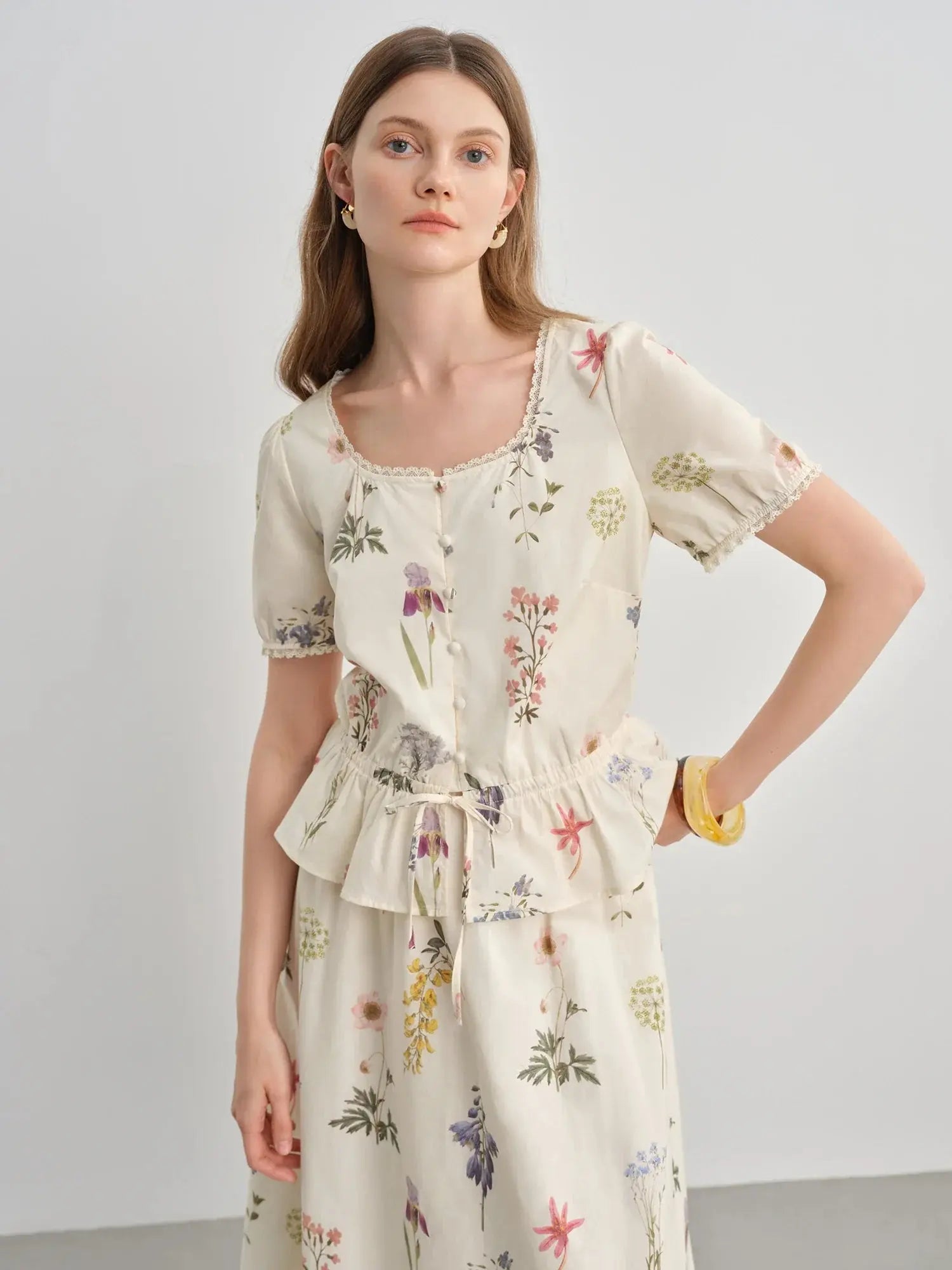 Fresh French-Inspired Ruffle Top & Skirt Set (Plus Size) - Loran