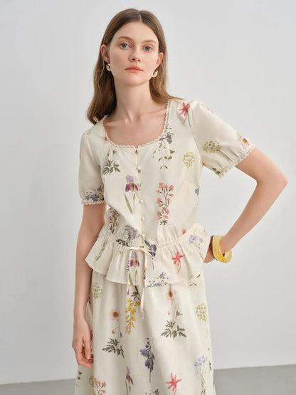 Fresh French-Inspired Ruffle Top & Skirt Set (Plus Size) - Loran