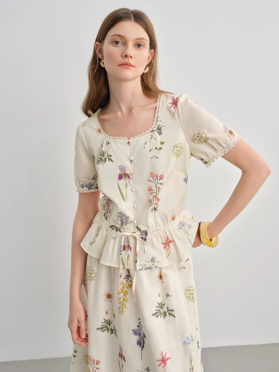 Fresh French-Inspired Ruffle Top & Skirt Set (Plus Size)