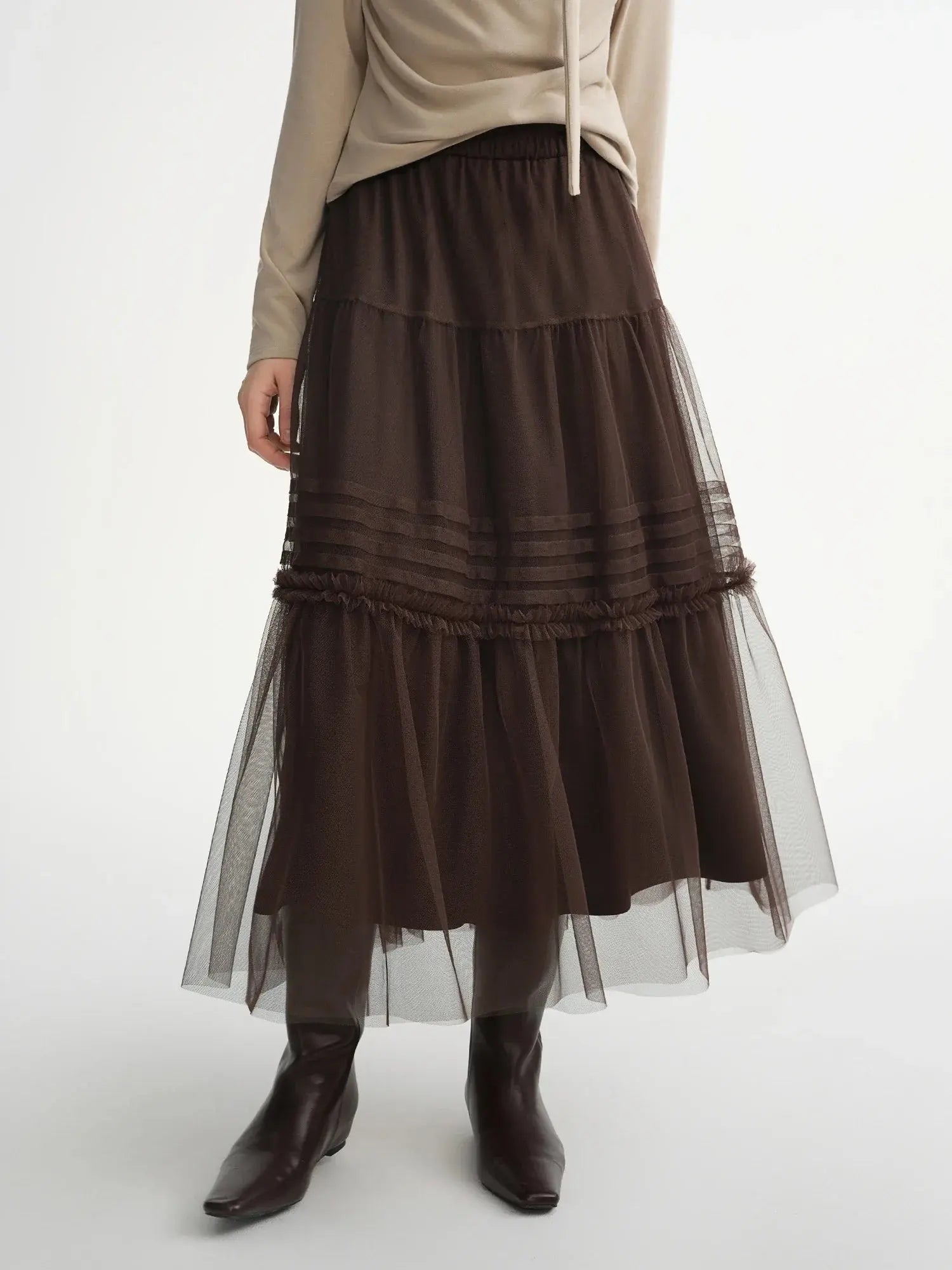 Ethereal Three-Color Mesh Straight Skirt LORAN STORE