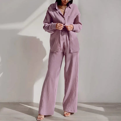 Women's 2-Piece Cotton Pajama Set Autumn Long Sleeve Sleepwear Loran