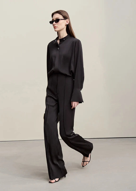 Amii Elegant Women's Pants 2026 Spring New Commuter Pleated Versatile Straight Pants Casual Matte Satin Woman Trousers 12641095 Loran