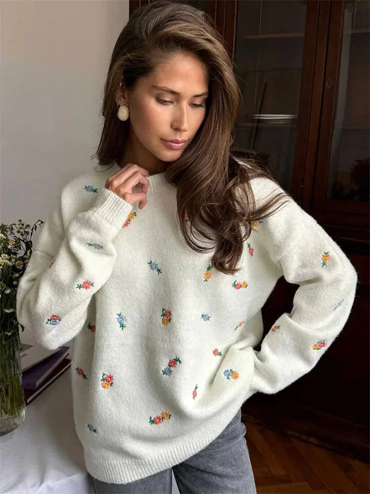 Autumn Printed Knitwear Top for Women - Loran
