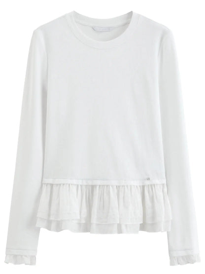 Women’s Ruffle Trim Knitted T-Shirt LORAN STORE