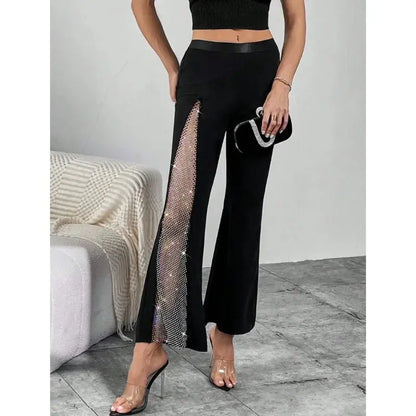 Glitter High-Slit Flared Pants - Loran