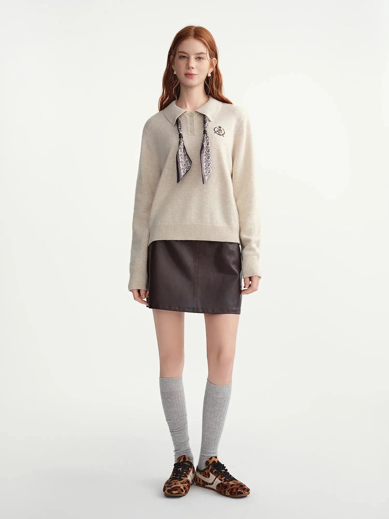 Women's Turn-Down Collar Knit Pullover - Loran