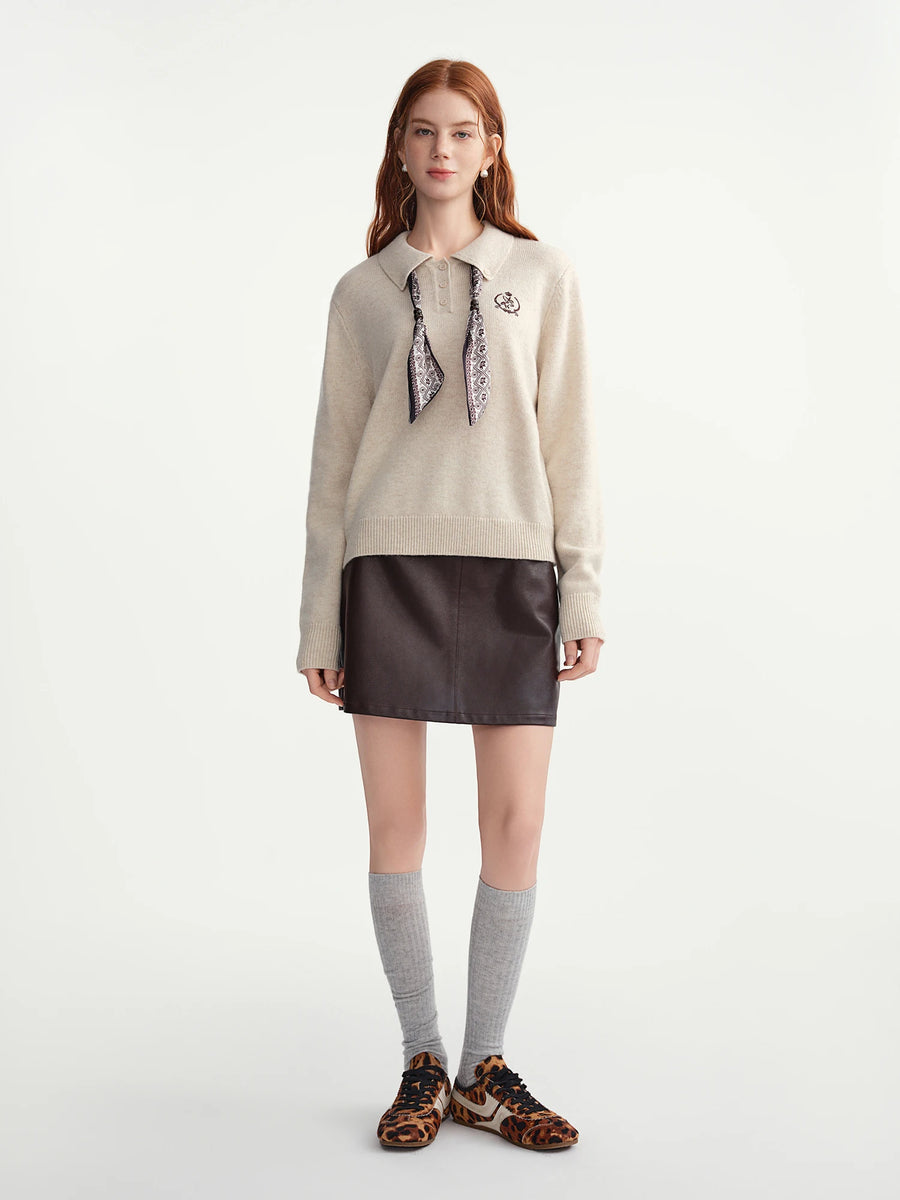 Women's Turn-Down Collar Knit Pullover