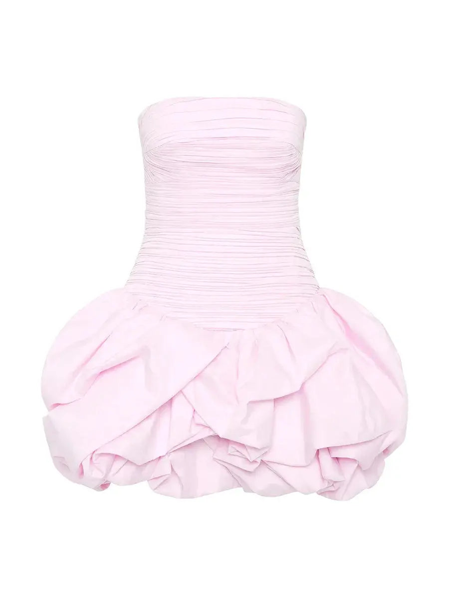 Ruffled Slash Neck Mini Dress - Loran