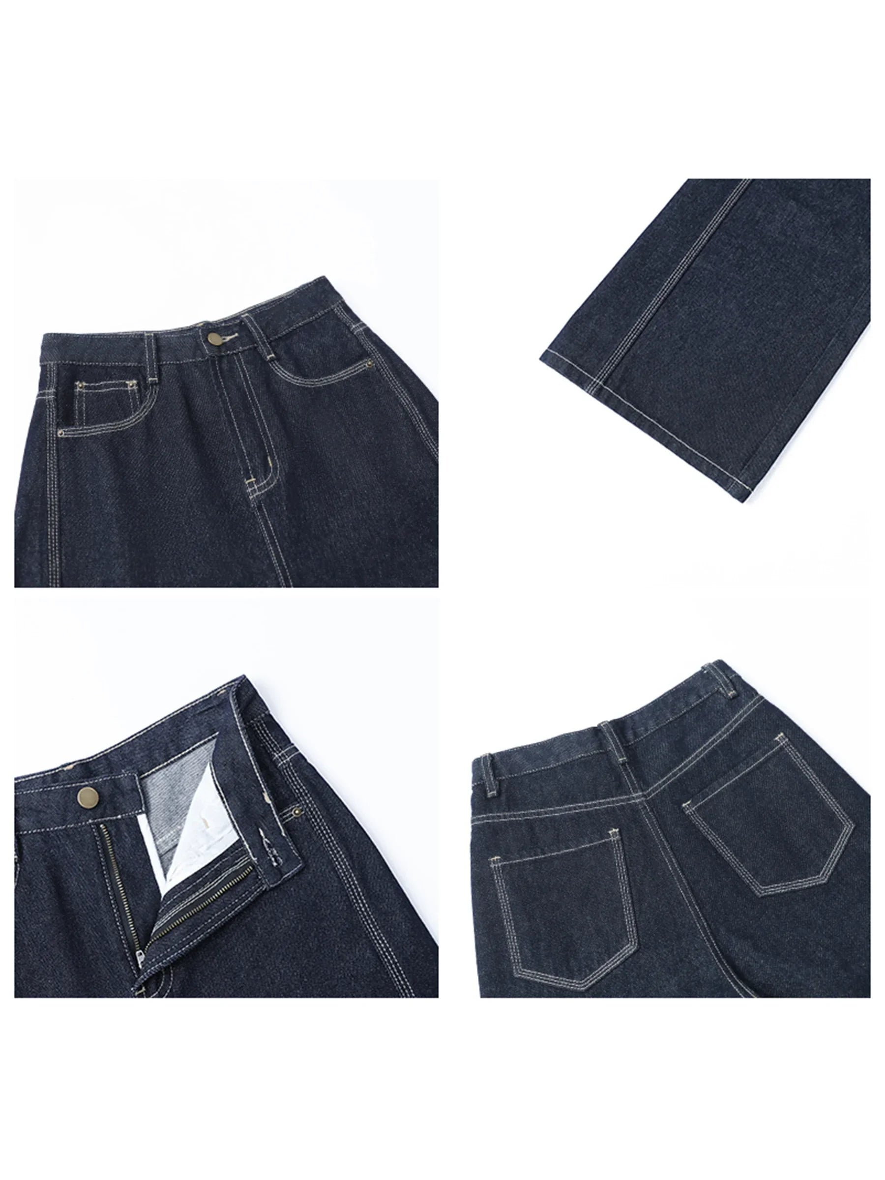 CHIC VEN Women Denim Pants Loose Casual High Waisted Straight Leg Jeans Female Wide Leg Trousers Oversize Autumn Winter 2024 Loran