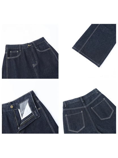 CHIC VEN Women Denim Pants Loose Casual High Waisted Straight Leg Jeans Female Wide Leg Trousers Oversize Autumn Winter 2024 Loran