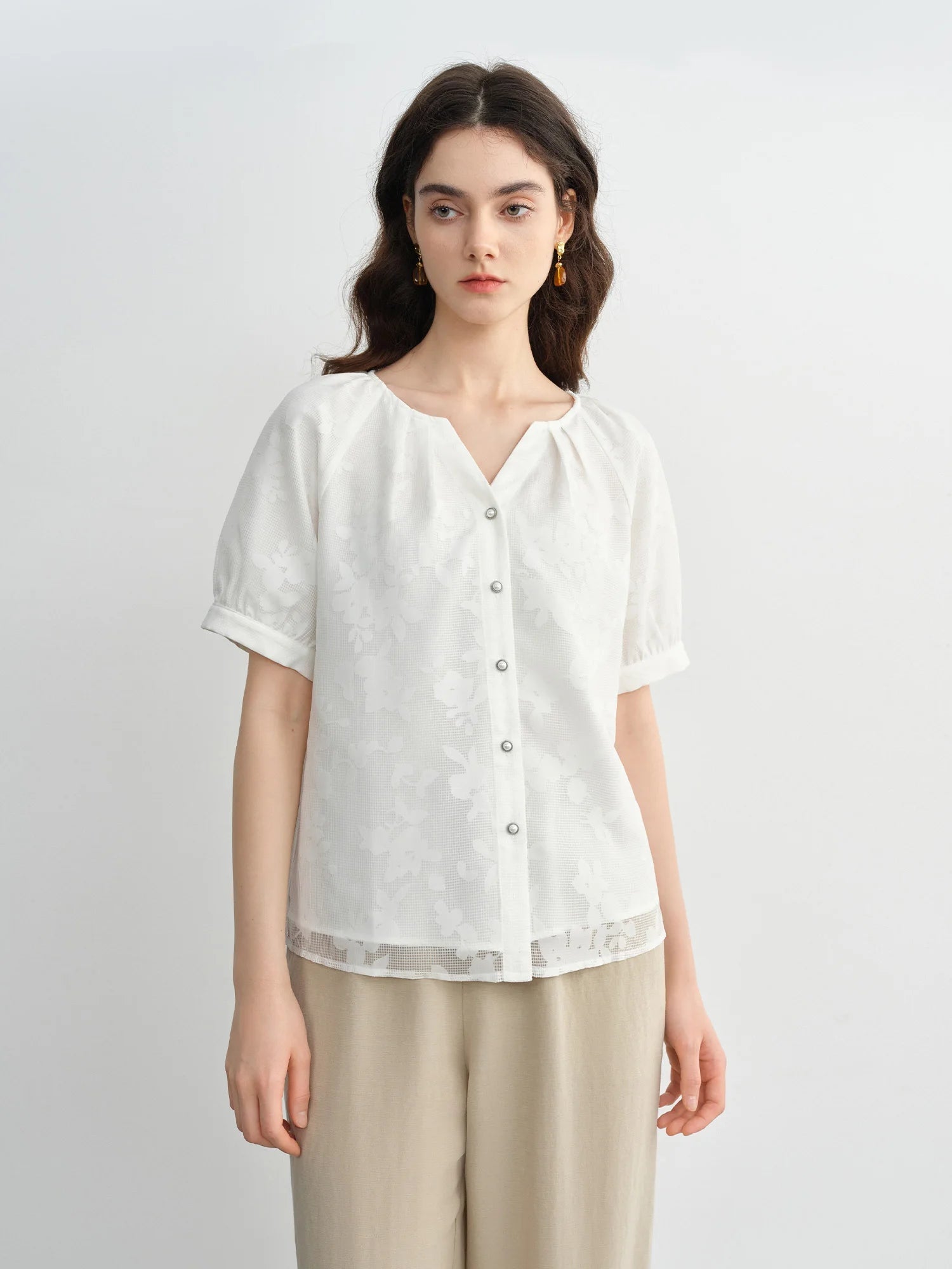 Raglan Sleeve Summer Shirt Minimalist Cotton Top Loran