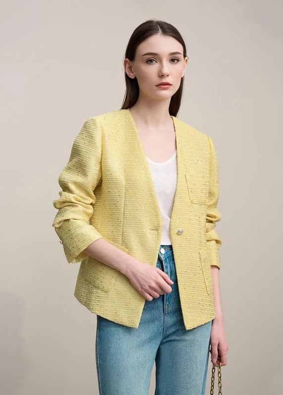 Amii Blazer Women 2026 Spring New Elegant Versatile V-neck Jacket Female Single Button Slim Women's Long Sleeve Top 12641057 Loran