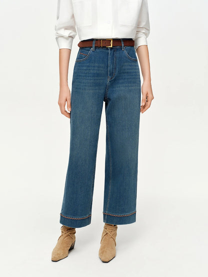 DUSHU Double-length Jeans Women High-waisted Slim-fit Classic Baguette Pants High Waist Elegant Office Lady Spring Trendy Loran