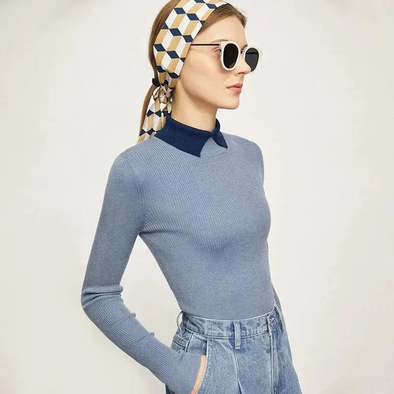 Minimalist Colorblock Knit Sweater - Loran