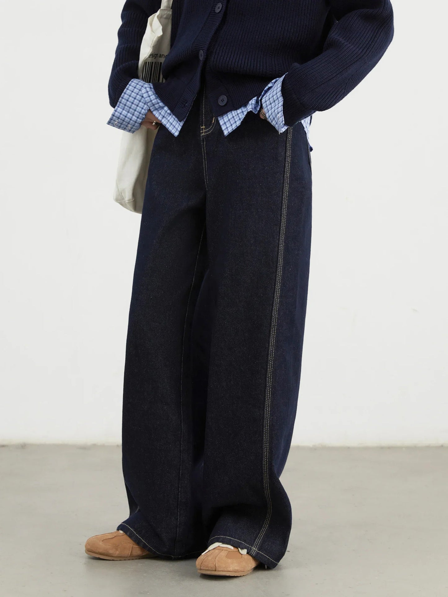 CHIC VEN Women Denim Pants Loose Casual High Waisted Straight Leg Jeans Female Wide Leg Trousers Oversize Autumn Winter 2024 Loran