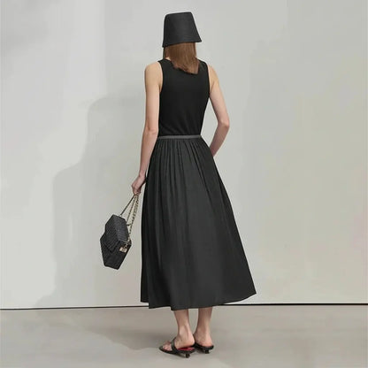 Casual Gray Splicing Slim Long Dress - Loran
