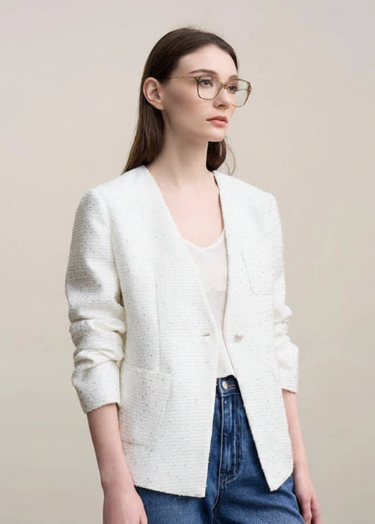Amii Blazer Women 2026 Spring New Elegant Versatile V-neck Jacket Female Single Button Slim Women's Long Sleeve Top 12641057 Loran
