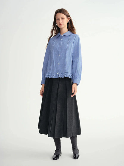 Cozy Plus-Size Winter Shirt Dress: Striped & Gathered - Loran