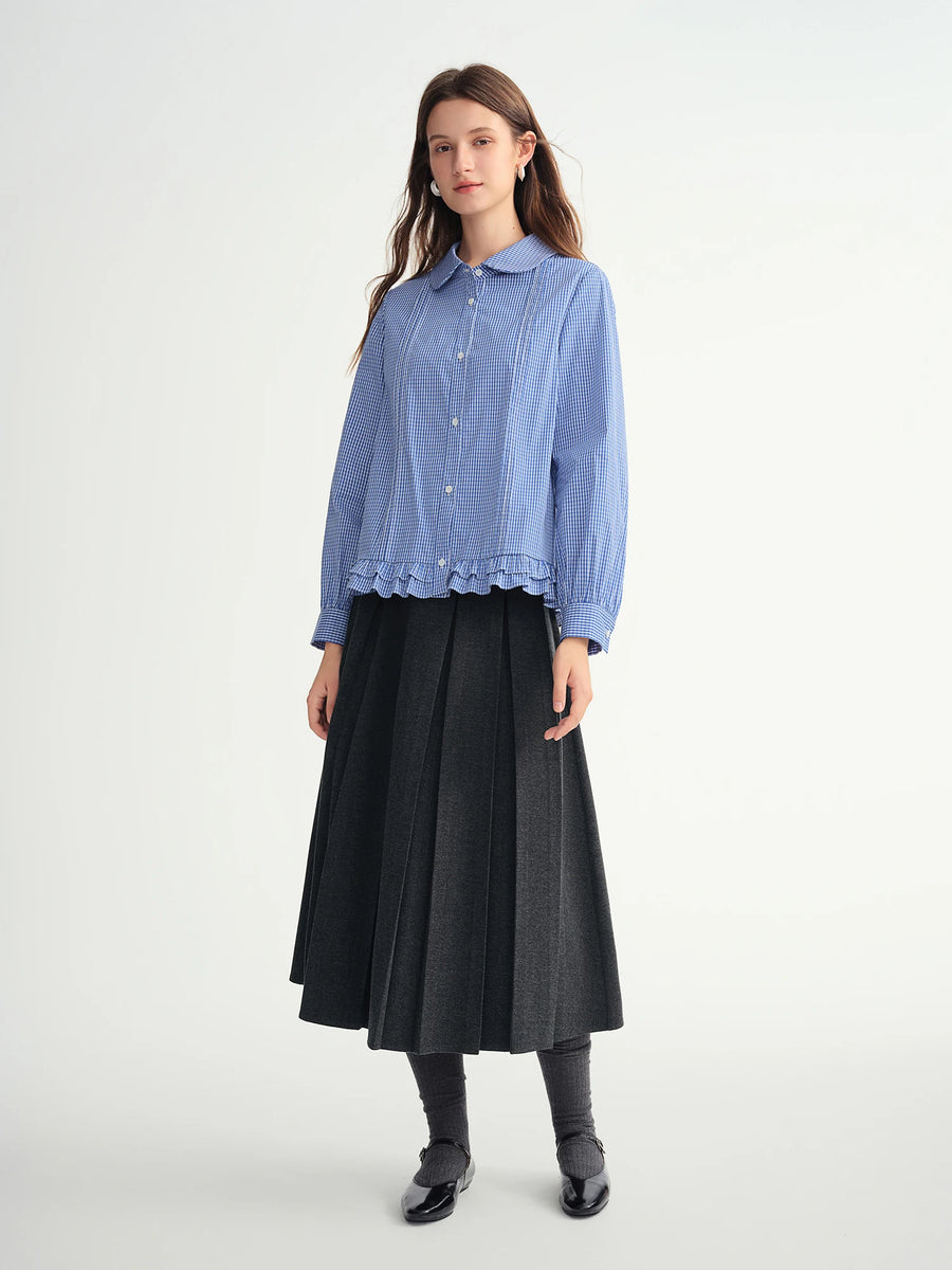 Cozy Plus-Size Winter Shirt Dress: Striped & Gathered