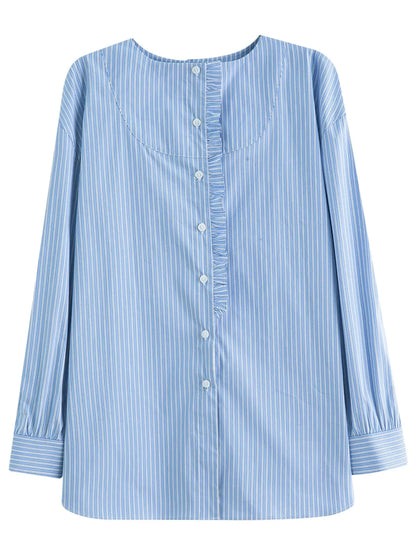 Plus Size Striped Shirt & Skirt Set - Loran