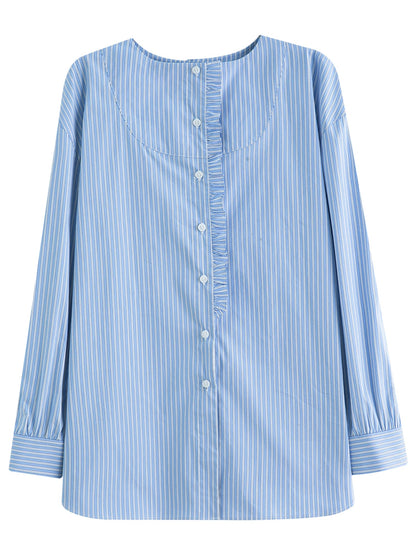 Plus Size Striped Shirt & Skirt Set Autumn Fashion Loran